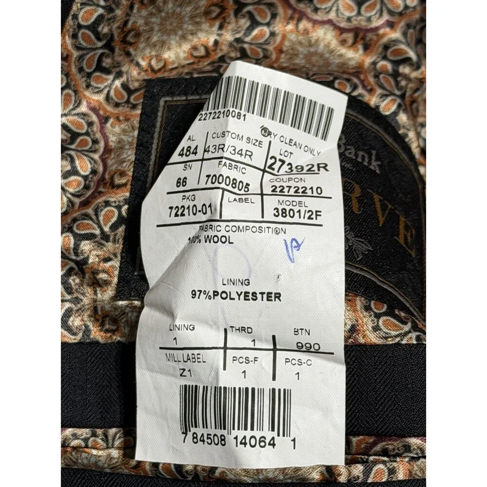 JOS. A BANK Reserve Blazer 43R Gray Ermenegildo Zegna 100% Wool Sport Coat